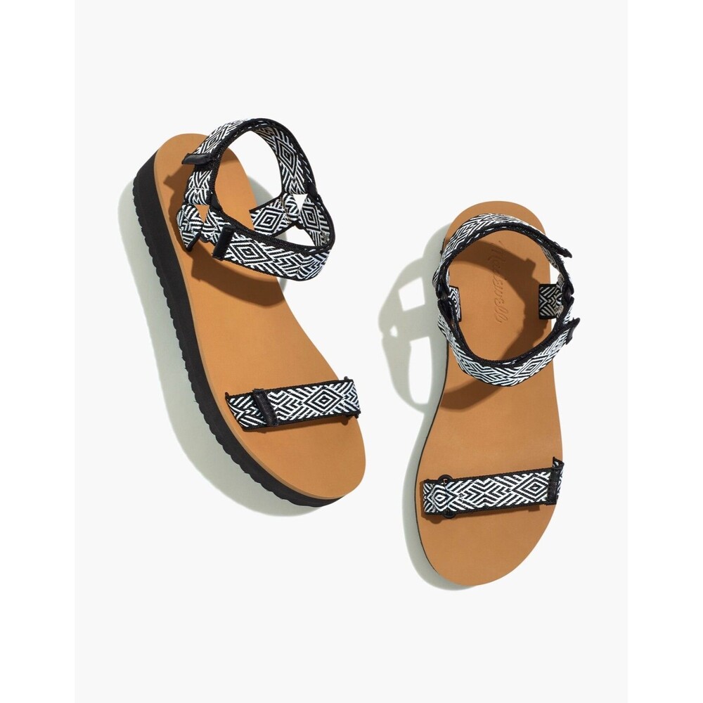Madewell Maggie ReSourced Gorpcore Platform Sandals Black White 6.5 MD779